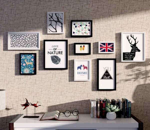Black And White Premium Set Of 10 Wall Photo Frames