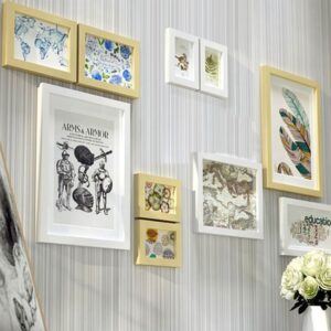 Natural Brown And White Premium Set Of 10 Wall Photo Frames