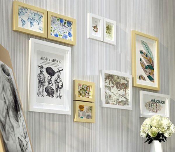 Natural Brown And White Premium Set Of 10 Wall Photo Frames