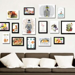 Black And White Set Of 15 Decorative Wall Photo Frames