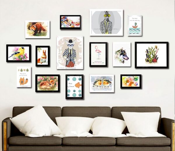 Black And White Set Of 15 Decorative Wall Photo Frames