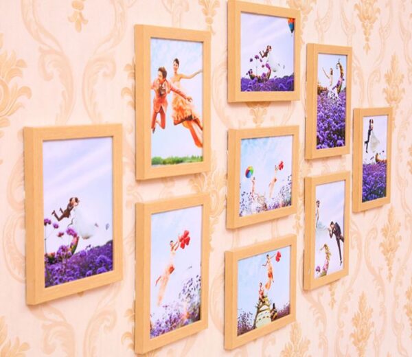 Natural Brown Set Of 9 Decorative Wall Photo Frames