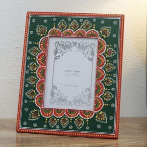 Ancient Floral Green Color Mango Wood Photo Frame