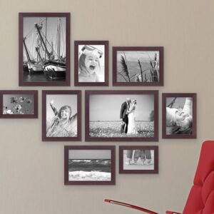 Dark Brown Set Of 9 Aurora Decorative Wall Photo Frames