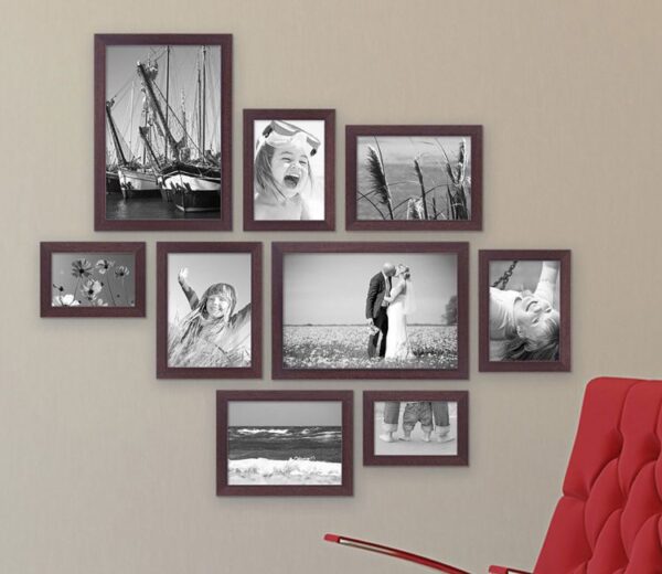 Dark Brown Set Of 9 Aurora Decorative Wall Photo Frames