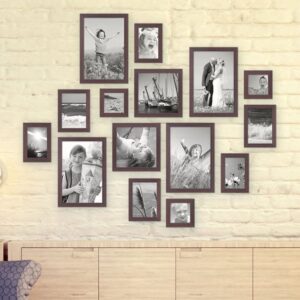 Dark Brown Set Of 15 Aurora Decorative Wall Photo Frames