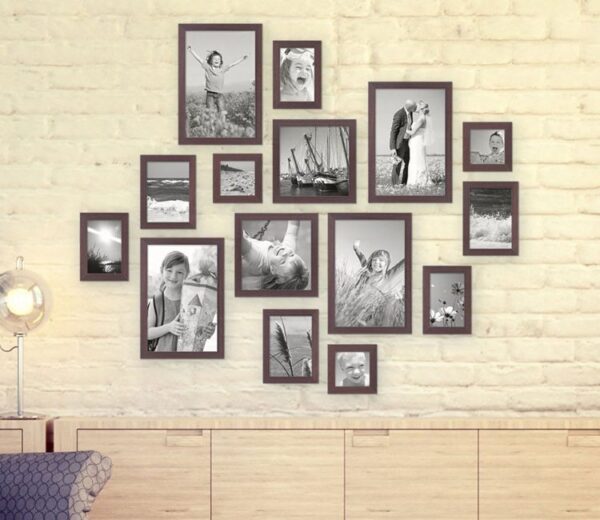 Dark Brown Set Of 15 Aurora Decorative Wall Photo Frames