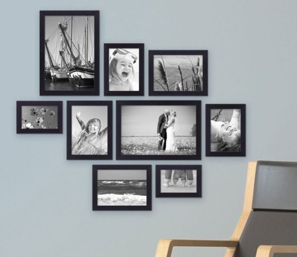Black Set Of 9 Angela Decorative Wall Photo Frames