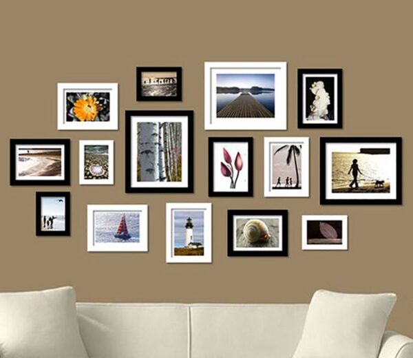 Black And White Beverly Set Of 15 Decorative Wall Photo Frames