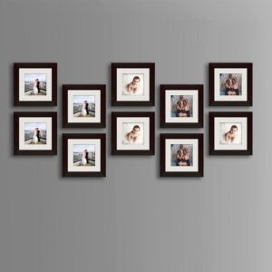Dark Brown Set Of 10 Kriska Decorative Wall Photo Frames