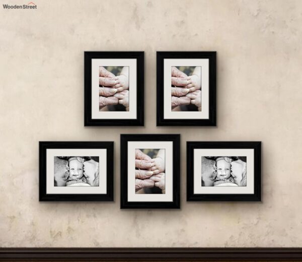 Black Wood Wall Frames - Set of 5