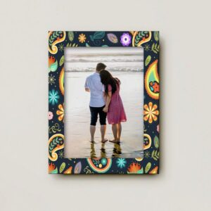 Navy Blue And Orange Abstract Printed MDF Wall Decorative Photo Frame