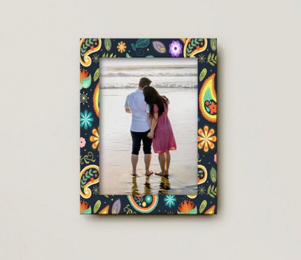 Navy Blue And Orange Abstract Printed MDF Wall Decorative Photo Frame