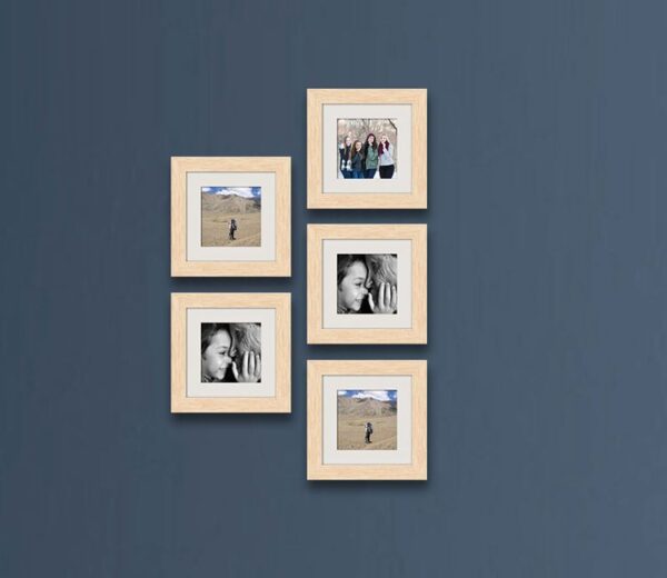 Natural Brown Set Of 5 Skyline Decorative Wall Photo Frames