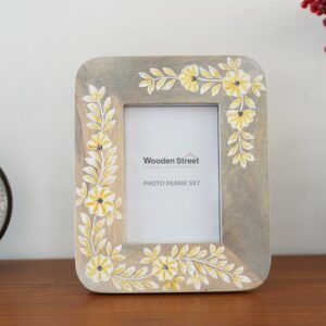 Adiva Floral Hand Painted Wooden Photo Frame