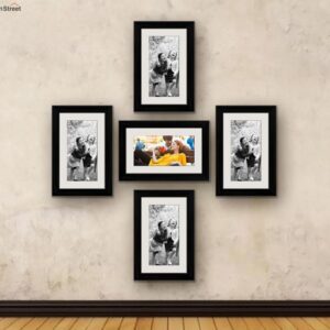 Black Wood Wall Frames With Mount - Set of 5
