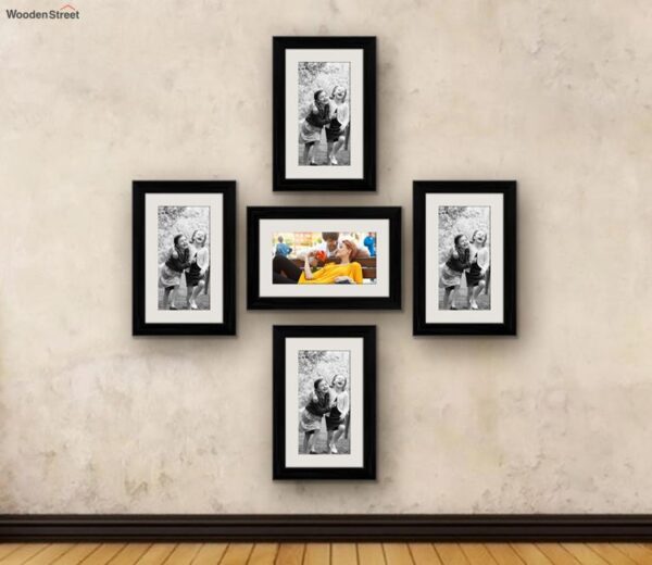 Black Wood Wall Frames With Mount - Set of 5