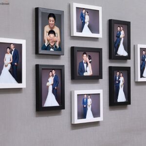 Black And White Wooden Wall Frames - Set of 9