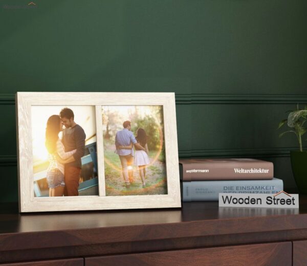 Oak Dual Photo Frame (White Finish)