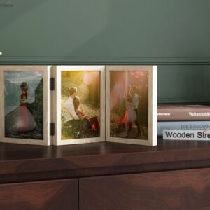 Dino Triple Folding Photo Frame (White Finish)