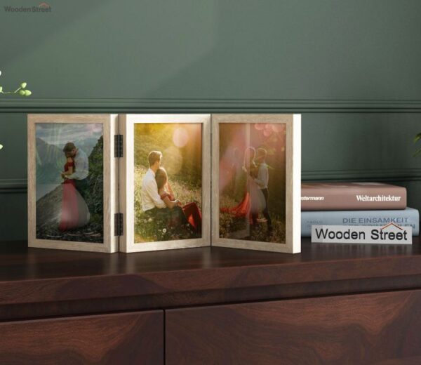 Dino Triple Folding Photo Frame (White Finish)