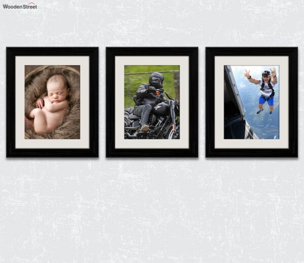 Black Photo Frame With Mount - Set of 3