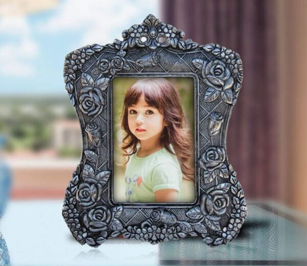 Victorian Style with Floral Motif Metal Photo Frame - Handicrafts Paradise