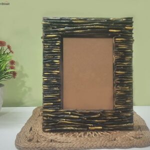 Black and Gold Handcrafted Wooden Twigs Photo Frame (5 x 7 Inch)