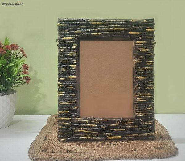 Black and Gold Handcrafted Wooden Twigs Photo Frame (5 x 7 Inch)