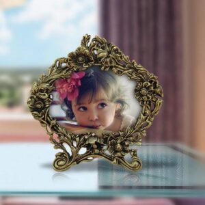 Golden Antique Floral Motif Metal Photo Frames - Handicrafts Paradise
