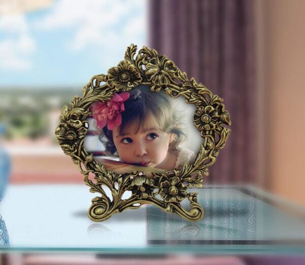 Golden Antique Floral Motif Metal Photo Frames - Handicrafts Paradise