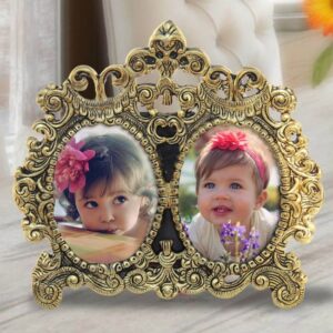 Golden Victorian Style Metal Double Picture Photo Frames - Handicrafts Paradise