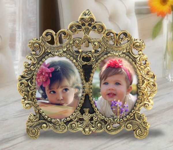 Golden Victorian Style Metal Double Picture Photo Frames - Handicrafts Paradise