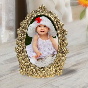 Antique Oval Shaped with Floral Carving Meta Photo Frames - Handicrafts Paradise