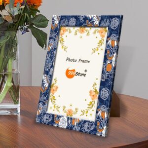 Birds Flowers Blue Printed Photo Frame