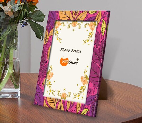 Purple And Yellow Printed Wooden Photo Frame