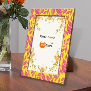 Yellow And Pink Printed Decorative Wooden Photo Frame