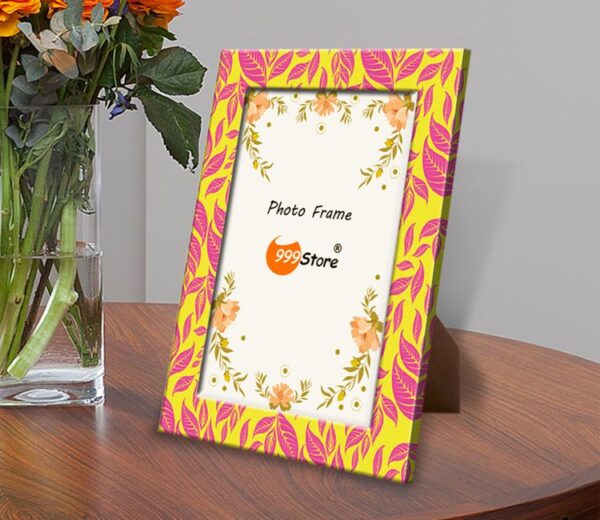 Yellow And Pink Printed Decorative Wooden Photo Frame
