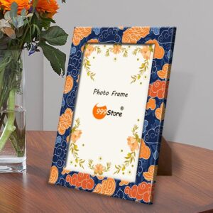 Blue And Orange Printed Table Top Photo Frame