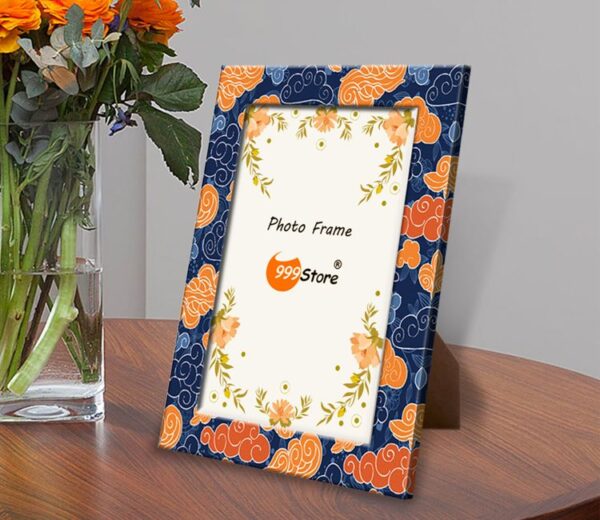 Blue And Orange Printed Table Top Photo Frame