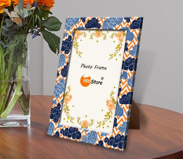 Blue And Orange Printed Decorative Wooden Photo Frame