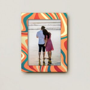 Orange And Yellow Printed Decorative Wooden Photo Frame