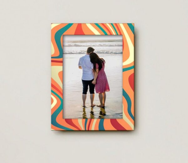 Orange And Yellow Printed Decorative Wooden Photo Frame
