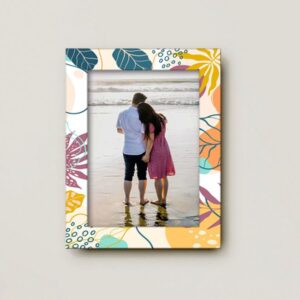 White And Yellow Printed MDF Wall Decorative Photo Frame
