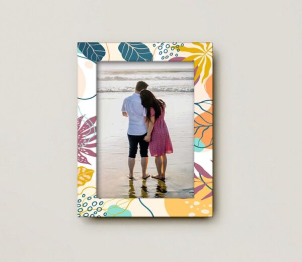 White And Yellow Printed MDF Wall Decorative Photo Frame