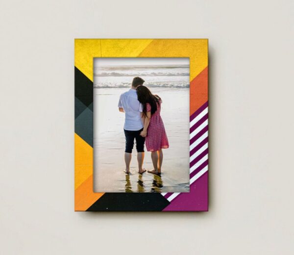 Yellow And Orange Printed MDF Wall Wooden Photo Frame
