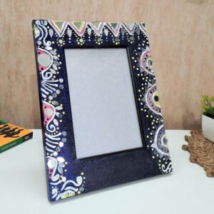 Navy blue Lippan Art Marbledust Hand Work Table and Wall Photo Frame
