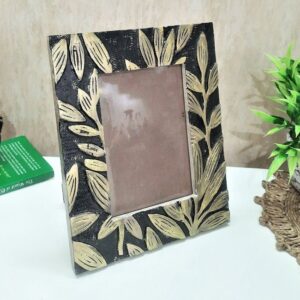 Black Golden Hand carving On Wooden Table and Wall Photo Frame