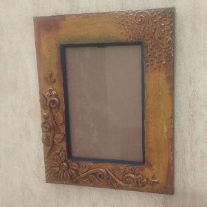 Mustard Rustic Marble Dust Art Hand Work Table and Wall Hanging Photo Frame