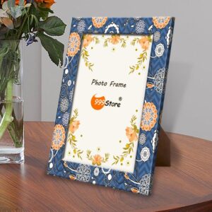Blue And Yellow Wooden Printed Photo Frame